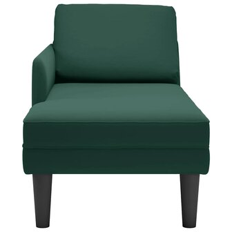 Chaise longue met kussen&amp;rechterarmleuning fluweel donkergroen 4