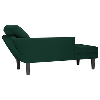 Chaise longue met kussen&amp;rechterarmleuning fluweel donkergroen 6
