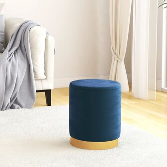 Hocker met opbergruimte rond fluweel 31 x 37 cm blauw 1