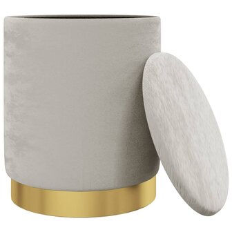 Hocker met opbergruimte rond fluweel 31 x 37 cm lichtgrijs 3