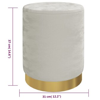 Hocker met opbergruimte rond fluweel 31 x 37 cm lichtgrijs 6