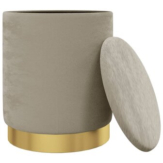 Hocker met opbergruimte rond fluweel 31 x 37 cm donkergrijs 3