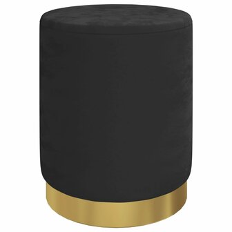 Hocker met opbergruimte rond fluweel 31 x 37 cm zwart 2