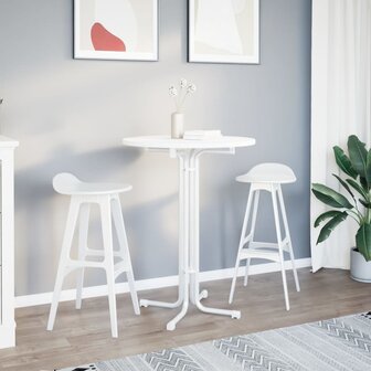 Bartafel &Oslash; 80x110 cm bewerkt hout en staal wit 3