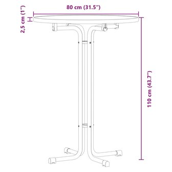 Bartafel &Oslash; 80x110 cm bewerkt hout en staal wit 9