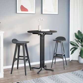 Bartafel &Oslash; 80x110 cm bewerkt hout en staal zwart 3