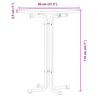 Bartafel &Oslash; 80x110 cm bewerkt hout en staal zwart 9