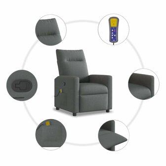 Massagestoel Donkergrijze Stof 8