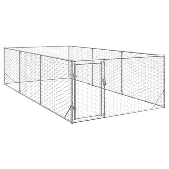 Hondenhok voor buiten met deur 2x4x1 m gegalvaniseerd staal 1