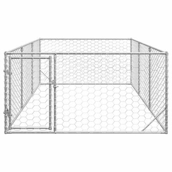 Hondenhok voor buiten met deur 2x4x1 m gegalvaniseerd staal 3