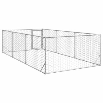 Hondenhok voor buiten met deur 2x4x1 m gegalvaniseerd staal 5