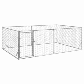 Hondenhok voor buiten met deur 3x2x1 m gegalvaniseerd staal 1