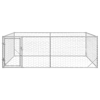 Hondenhok voor buiten met deur 3x2x1 m gegalvaniseerd staal 3