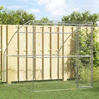 Hondenhok met opslag Zilver 2 x 2 x 2 m Gegalvaniseerd staal 1