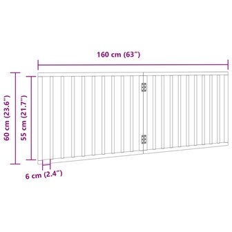 Hondenhek opvouwbaar 2 panelen 160 cm populierenhout 9