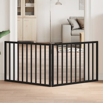 Hondenhek opvouwbaar 2 panelen zwart 160 cm populierenhout 1