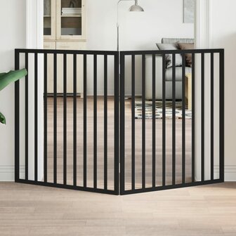 Hondenhek opvouwbaar 2 panelen zwart 160 cm populierenhout 1