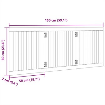 Hondenhek opvouwbaar 3 panelen 150 cm populierenhout 9