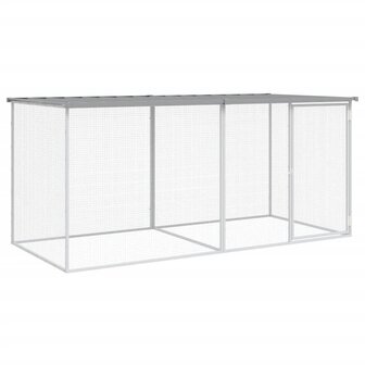 Kippenhok met dak lichtgrijs 203x98x90 cm gegalvaniseerd staal 2