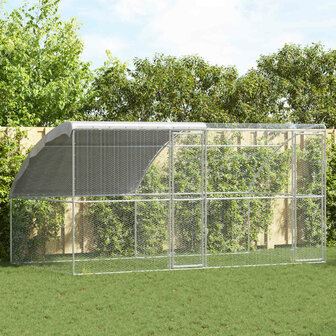 Kippenhok 2 pcs Zilver 400 x 200 x 200 cm Staal en PE 1