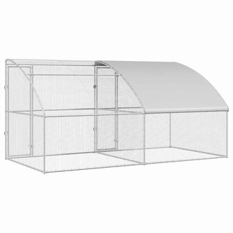 Kippenhok 2 pcs Zilver 400 x 200 x 200 cm Staal en PE 6