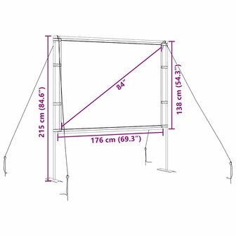 Projectiescherm met standaards 84 inch 4:3 8