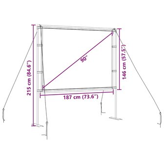 Projectiescherm met standaards 90 inch 4:3 8