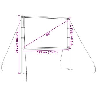 Projectiescherm met standaards 84 inch 16:9 8