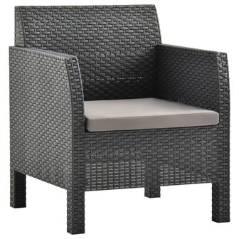 Tuinstoel met kussen antraciet 63x65x76 cm PP rattan 1