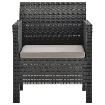 Tuinstoel met kussen antraciet 63x65x76 cm PP rattan 2