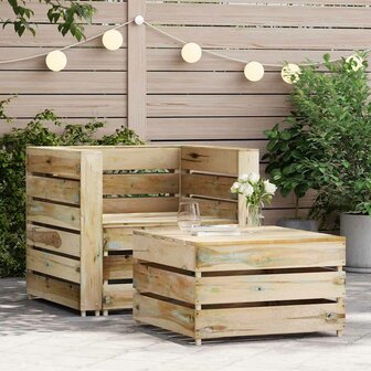 2-delige Loungeset pallet ge&iuml;mpregneerd grenenhout 2