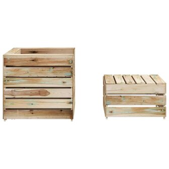 2-delige Loungeset pallet ge&iuml;mpregneerd grenenhout 4