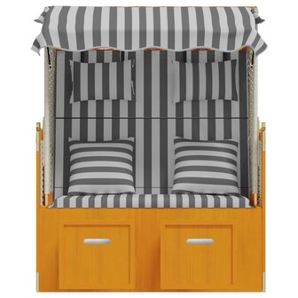 Strandstoel met kussens poly rattan en hout wit en grijs 5