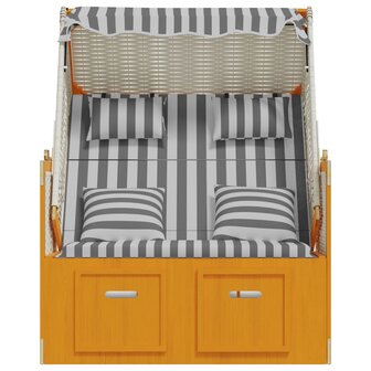 Strandstoel met kussens poly rattan en hout wit en grijs 6