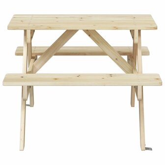 Picknicktafel voor 4 kinderen met parasolgat massief vurenhout 4