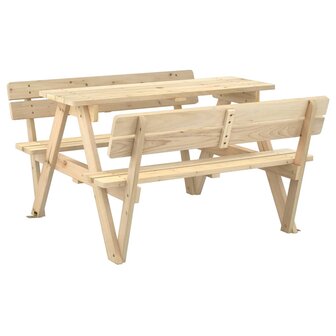 Picknicktafel voor 4 kinderen met parasolgat massief vurenhout 6