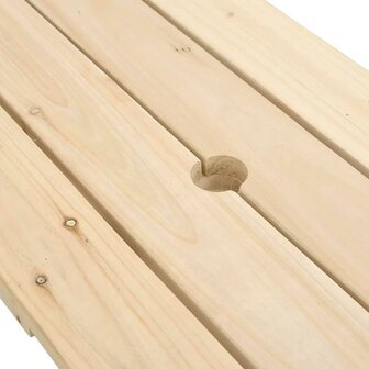 Picknicktafel voor 4 kinderen met parasolgat massief vurenhout 7