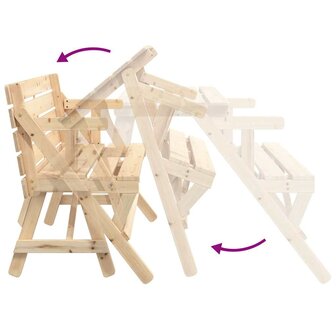 Picknicktafel met banken 2-in-1 ombouwbaar massief vurenhout 7