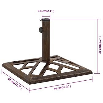 Parasolvoet 44x44x31 cm gietijzer bronskleurig 9