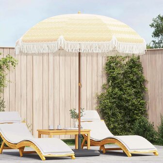 Strandparasol Geel en Wit 205 x 205 x 210 cm Polyester en staal 1