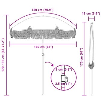 Strandparasol Grijs en Wit 160 x 160 x 196 cm 7