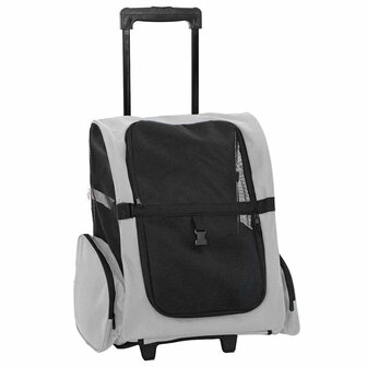 Huisdierentrolley 3-in-1 48x32x(57-106) cm oxford stof grijs 2