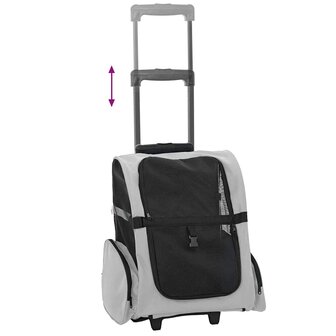 Huisdierentrolley 3-in-1 48x32x(57-106) cm oxford stof grijs 7