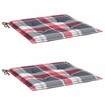 Tuinstoelkussens 2 st 50x50x4 cm oxford stof ruitpatroon rood 3