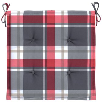 Tuinstoelkussens 2 st 50x50x4 cm oxford stof ruitpatroon rood 5