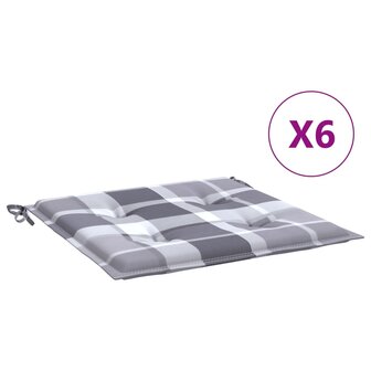 Tuinstoelkussens 6 st 50x50x4 cm oxford stof ruitpatroon grijs 2