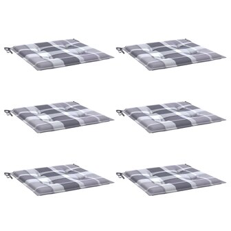 Tuinstoelkussens 6 st 50x50x4 cm oxford stof ruitpatroon grijs 3