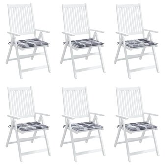 Tuinstoelkussens 6 st 50x50x4 cm oxford stof ruitpatroon grijs 4