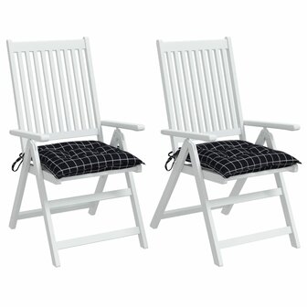 Stoelkussens 2 st 50x50x7 cm stof ruitpatroon zwart 4