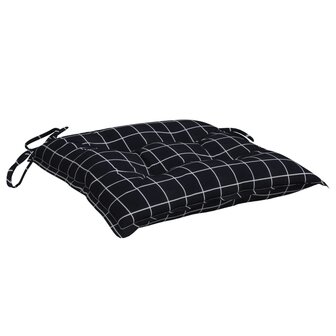 Stoelkussens 2 st 50x50x7 cm stof ruitpatroon zwart 5